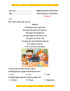 Bài tập cuối tuần Tiếng việt lớp 1 Tuần 30 Cánh diều (có lời giải)