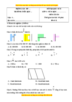Đề thi cuối kì 2 Toán lớp 4 Cánh diều - Đề 12