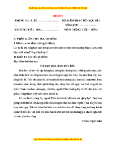 Đề thi học kì 2 Tiếng Việt lớp 2 Chân trời sáng tạo (Đề 5)