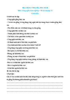 Đề cương ôn tập Cuối kì 2 Công nghệ 12 Lâm nghiệp, thủy sản Cánh diều
