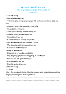 Đề cương ôn tập Cuối kì 2 Công nghệ 12 Lâm nghiệp, thủy sản Cánh diều