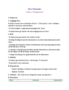 Giáo án Unit 2: Urbanisation Tiếng Anh 12 (mới CV 5512)