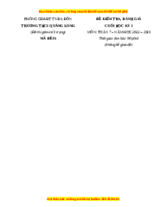 Đề thi cuối kì 1 Toán 7 Kết nối tri thức trường THCS Quảng Long - Quảng Bình