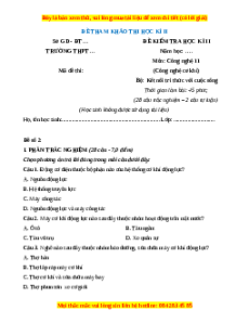 Đề thi Công nghệ 11 cuối kì 2 Kết nối tri thức (Cơ khí) - Đề 2