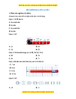 Đề thi giữa kì 2 Toán lớp 1 Cánh diều - Đề 2