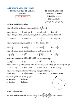 Đề thi Cuối kì 1 Toán 9 Cánh diều 2024 (Đề 1)