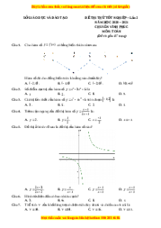 Đề thi thử Toán trường Chuyên Vĩnh Phúc năm 2021