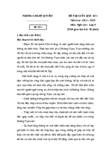 Đề thi giữa kì 1 Ngữ văn 9 Kết nối tri thức (Đề 1)