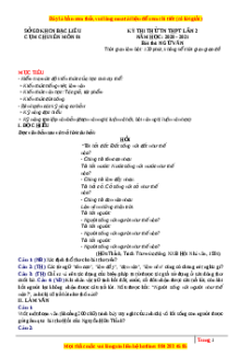 Đề thi thử Ngữ Văn Sở Bạc Liêu lần 1 năm 2021