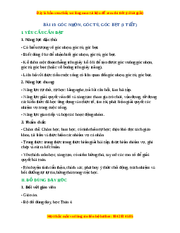 Giáo án Góc nhọn, góc tù, góc bẹt Toán lớp 4 Cánh diều