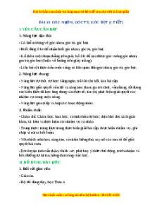 Giáo án Góc nhọn, góc tù, góc bẹt Toán lớp 4 Cánh diều