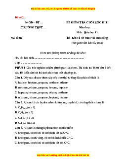 Đề thi cuối kì 2 Hóa Học 11 Kết nối tri thức (Đề 2)