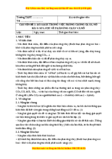 Giáo án chuyên đề Sơ lược về phản ứng cháy và nổ Hóa 10 Cánh diều
