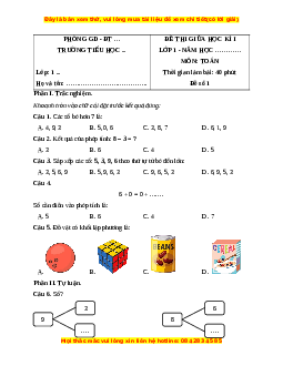 Đề thi cuối kì 1 Toán lớp 1 Kết nối tri thức (Đề 1)