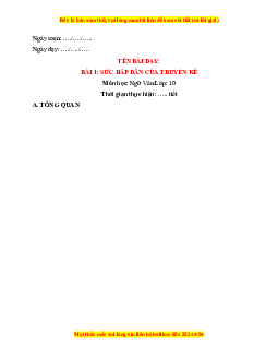 Giáo án Ngữ văn 10 Học kì 1 Kết nối tri thức