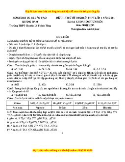 Đề thi thử Sinh Học trường Chuyên Lê Thánh Tông lần 1 năm 2021