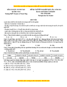 Đề thi thử Sinh Học trường Chuyên Lê Thánh Tông lần 1 năm 2021