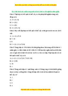 Trắc nghiệm Mô hình xác suất trong một số trò chơi và thí nghiệm đơn giản Toán 6 Cánh diều