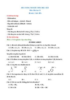 Đề cương Hóa học 11 Cuối kì 2 Cánh diều (có lời giải)