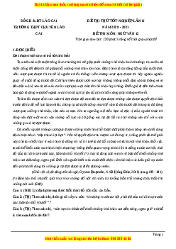 Đề thi thử Ngữ Văn trường Chuyên Lào Cai lần 1 năm 2021