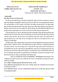 Đề thi thử Ngữ Văn trường Chuyên Lào Cai lần 1 năm 2021