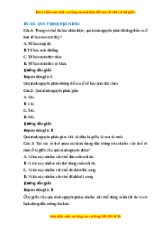 Trắc nghiệm Sinh học 10 Bài 19 Chân trời sáng tạo: Quá trình phân bào