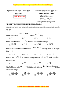 Đề thi giữa kì 2 Toán 8 Chân trời sáng (Đề 10)