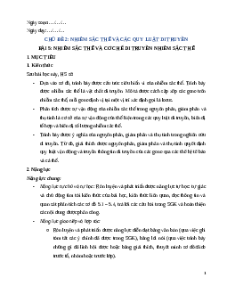 Giáo án Bài 5 Sinh học 12 Cánh diều: Nhiễm sắc thể và cơ chế di truyền nhiễm sắc thể