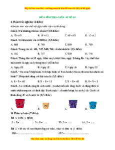 Đề thi giữa kì 2 Toán lớp 2 Cánh diều - Đề 10