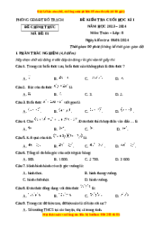 Đề thi cuối kì 1 Toán 8 Kết nối tri thức Phòng GD&ĐT Huyện Bố Trạch-Tỉnh Quảng Bình