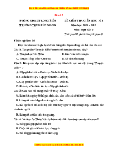 Đề thi giữa kì 1 Ngữ văn 9 - Đề 8
