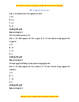 Trắc nghiệm Nguyên tố hóa học KHTN 7 Kết nối tri thức