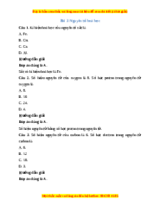 Trắc nghiệm Nguyên tố hóa học KHTN 7 Kết nối tri thức