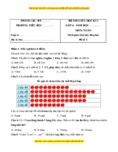 Đề thi giữa kì 1 Toán lớp 4 Chân trời sáng tạo (đề 1)