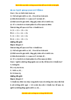 Trắc nghiệm Sinh học 10 Bài 10 Chân trời sáng tạo: Thực hành: Quan sát tế bào