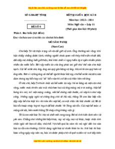 Đề thi giữa kì 2 Ngữ văn 11 Chân trời sáng tạo (Đề 8)