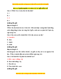 Trắc nghiệm Địa lí 7 Bài 14 Chân trời sáng tạo: Thiên nhiên và dân cư, xã hội Bắc Mỹ