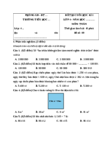 Đề thi cuối kì 1 Toán lớp 4 Kết nối tri thức - Đề 9