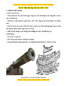 Lý thuyết Lịch sử 7 Kết nối tri thức Bài 15: Nước Đại Ngu thời Hồ (1400 - 1407)