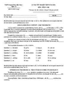 Đề thi thử tốt nghiệp Tiếng Anh 2025 THPT Chuyên Phan Bội Châu – Nghệ An