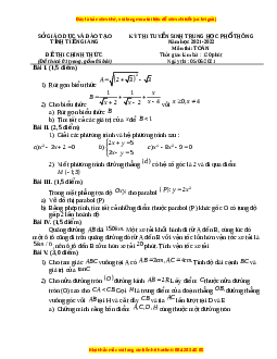 Đề thi vào 10 môn Toán tỉnh Tiền Giang năm 2022