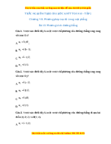 Trắc nghiệm Phương trình đường thẳng Toán 10 Kết nối tri thức