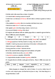 Đề thi vào 10 Tiếng Anh Tỉnh Long An năm 2023-2024