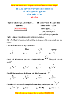 Đề thi giữa kì 2 Toán 8 Kết nối tri thức (Đề 8)