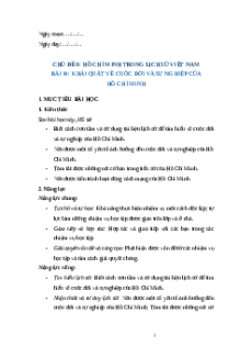 Giáo án Bài 15 Lịch sử 12 Kết nối tri thức: Khái quát cuộc đời và sự nghiệp của Hồ Chí Minh
