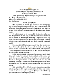 Đề thi cuối kì 1 Tiếng Việt lớp 5 Chân trời sáng tạo (Đề 1)