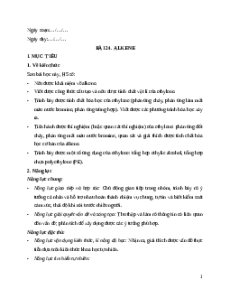 Giáo án Bài 24 KHTN 9 Kết nối tri thức (2024): Alkene