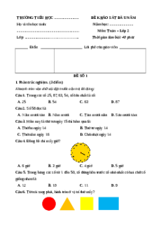Bộ 3 đề thi khảo sát chất lượng đầu năm Toán 2 năm 2025 (có đáp án)