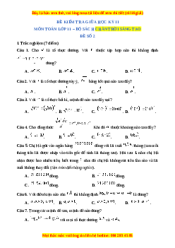 Đề thi giữa kì 2 Toán 11 Chân trời sáng tạo (Đề 2)