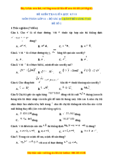 Đề thi giữa kì 2 Toán 11 Chân trời sáng tạo (Đề 2)